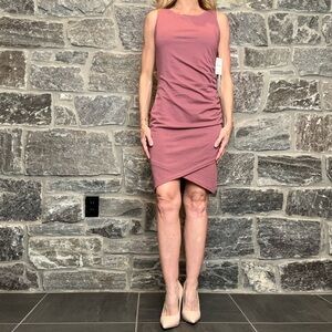 NWT Leith Dress, Side Ruching, Sleeveless, Soft, Misty Rose, Size M